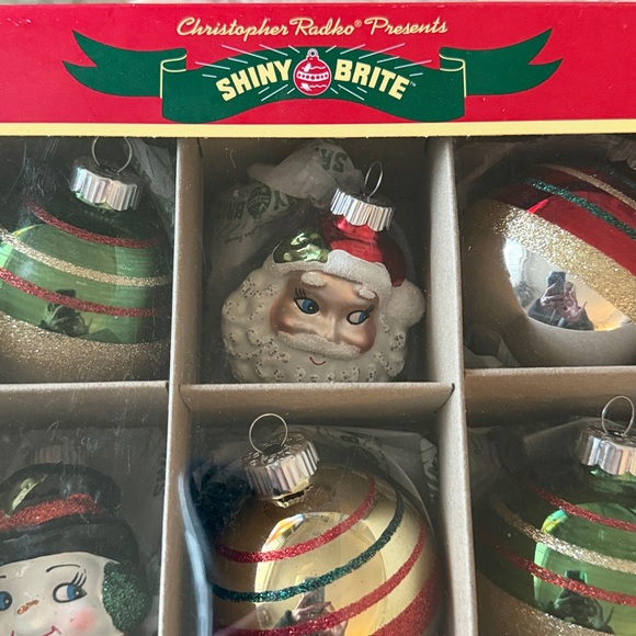 NIB~Set Of 9 Christopher Radko Shiny Brite Large Mixed Glass Holiday Ornaments - Picture 2 of 7